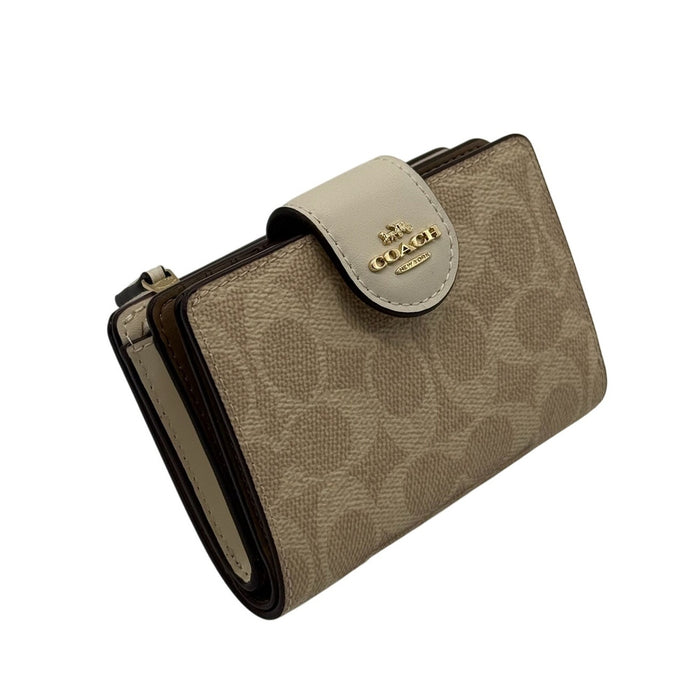RETAIL $198 Coach Medium Corner Zip Wallet In Signature Canvas*NWT