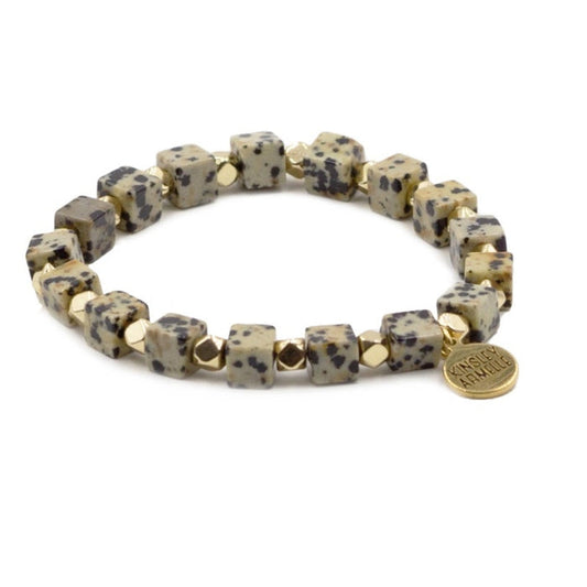 RETAIL $30  Kinsley Armelle Cross Collection Speckle Bracelet*Dalmation Jasper
