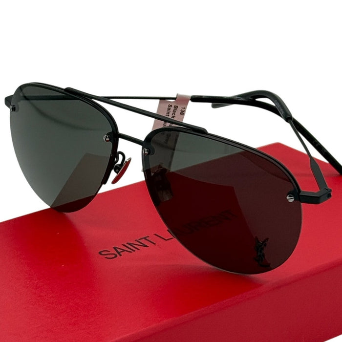 RETAIL $475 Saint Laurent Black Aviator Sunglasses*FULL INCLUSION*NWTS