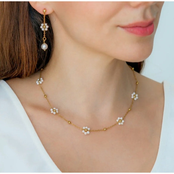 RETAIL $80 Mint & Lilly Marguerite Pearl Necklace*16" + 2" extender