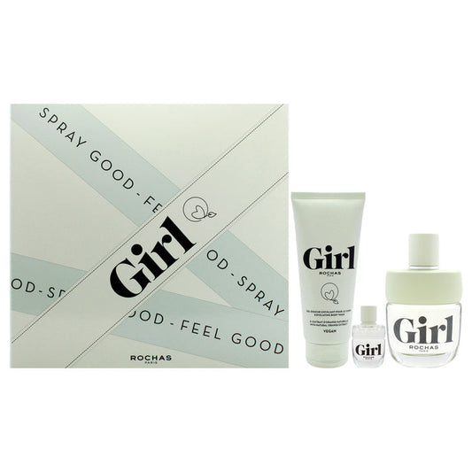 Rochas Girl by Rochas for Women - 3 Pc Gift Set 3.3oz EDT Spray, 0.15oz EDT Spray (Mini), 3.3oz Body Wash