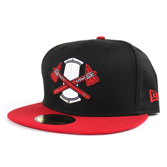 Rome Braves New Era 59Fifty Fitted Hat (Black Red)