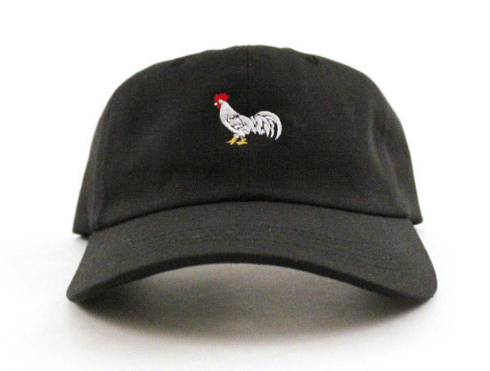 ROOSTER Unconstructed Baseball Adjustable Dad Hat (Black)