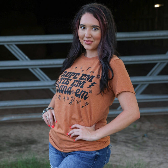 FestiviTees Women - Apparel - Shirts - T-Shirts Rope 'Em Tie 'Em Brand 'Em Soft Graphic Tee