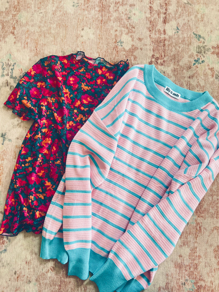 Rose Retro Floral Mesh Top