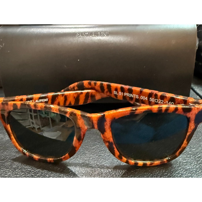Saint Laurent Animal Print Sunglasses with case* 50|22|140*Orange & Black