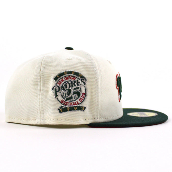 San Diego Padres 25th Anniversary New Era 59Fifty Fitted Hat (Chrome White Green Red Under Brim)