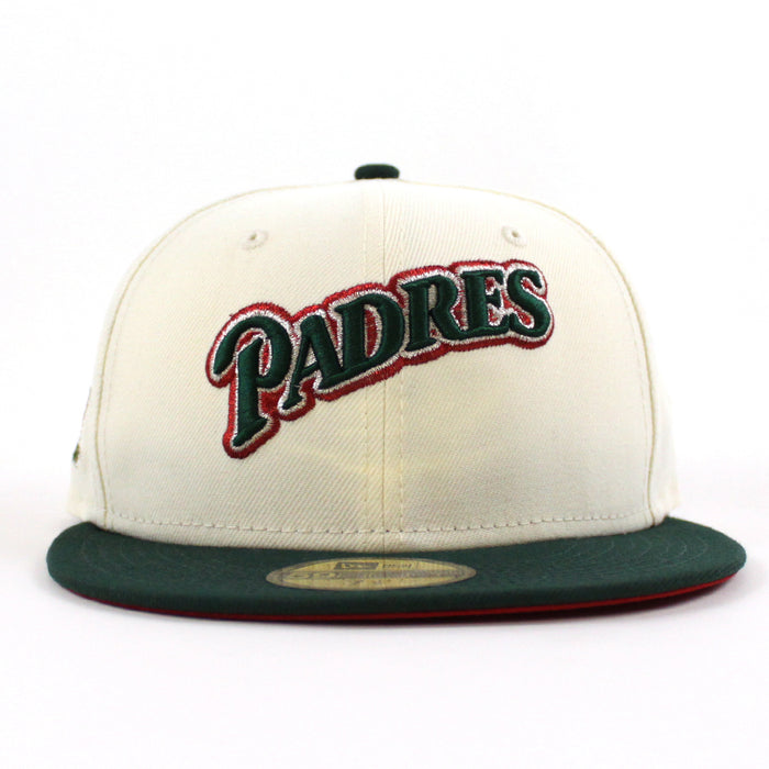 San Diego Padres 25th Anniversary New Era 59Fifty Fitted Hat (Chrome White Green Red Under Brim)