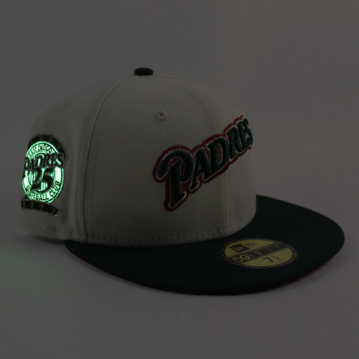 San Diego Padres 25th Anniversary New Era 59Fifty Fitted Hat (Chrome White Green Red Under Brim)