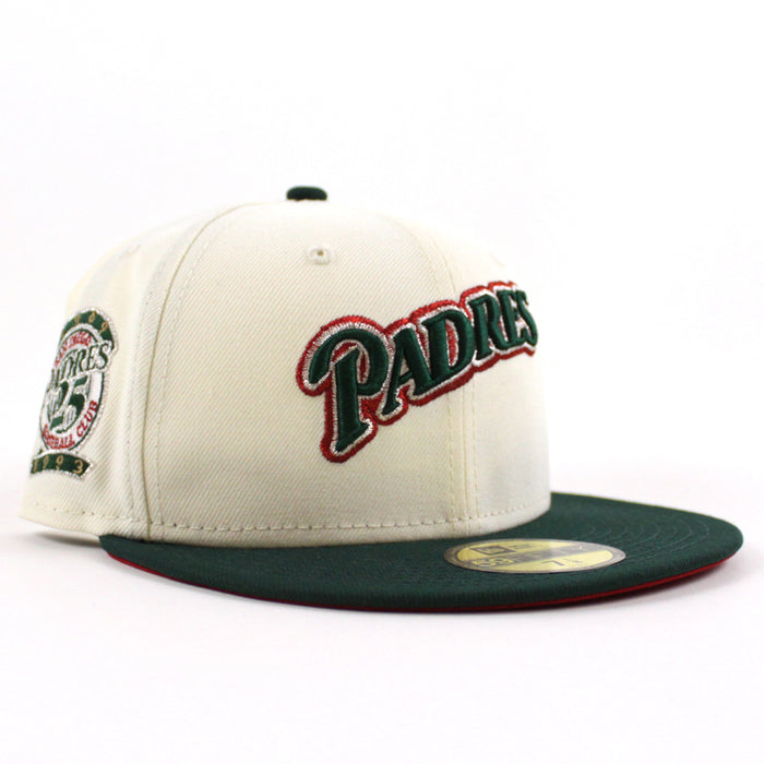 San Diego Padres 25th Anniversary New Era 59Fifty Fitted Hat (Chrome White Green Red Under Brim)