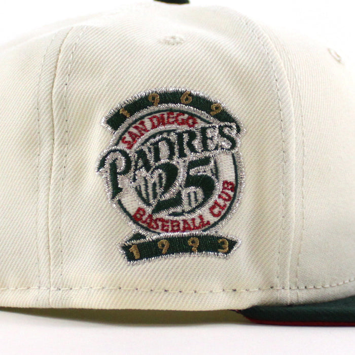 San Diego Padres 25th Anniversary New Era 59Fifty Fitted Hat (Chrome White Green Red Under Brim)