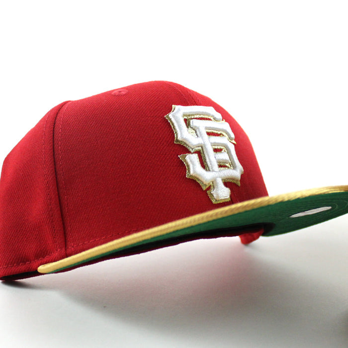 San Francisco Giants New Era 59Fifty Fitted Hat (Scarlet Red Metallic Gold Green Under Brim)