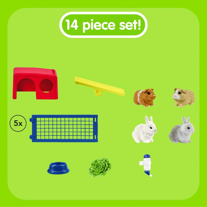 Schleich Farm World Rabbit & Guinea Pig Hutch 14 Pce
