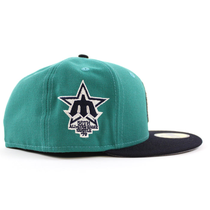 Seattle Mariners 1979 All Star Game New Era 59Fifty Fitted Hat (GITD Aqua Navy Gray Under Brim)