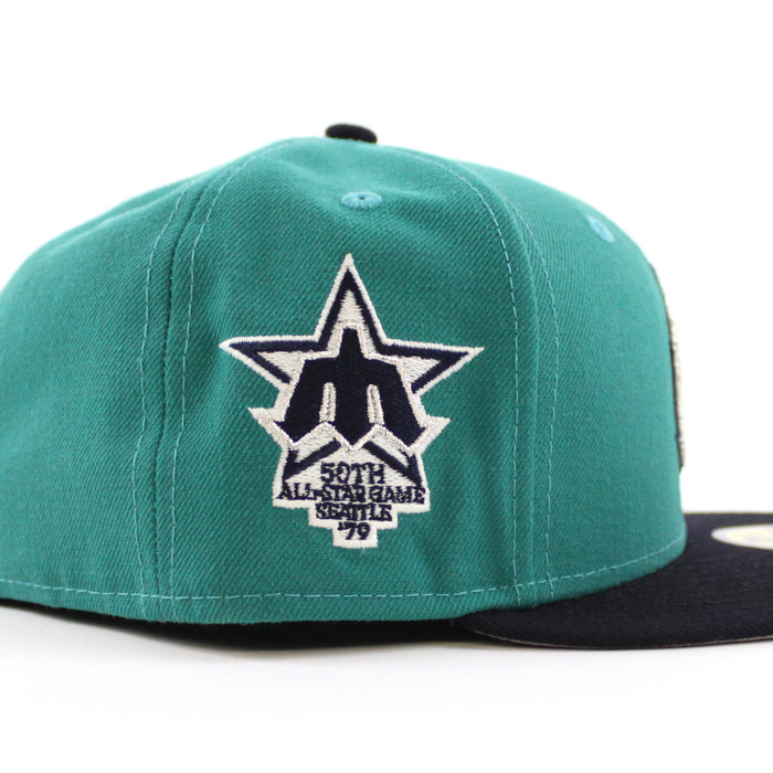 Seattle Mariners 1979 All Star Game New Era 59Fifty Fitted Hat (GITD Aqua Navy Gray Under Brim)