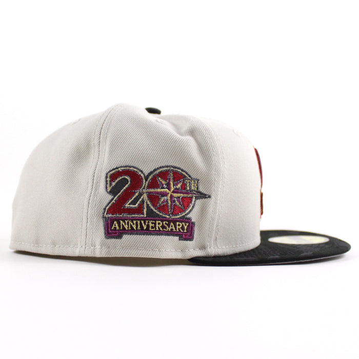 Seattle Mariners 20TH ANNIVERSARY New Era 59Fifty Fitted Hat (Stone Black Camo Gray Under Brim)