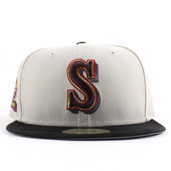 Seattle Mariners 20TH ANNIVERSARY New Era 59Fifty Fitted Hat (Stone Black Camo Gray Under Brim)