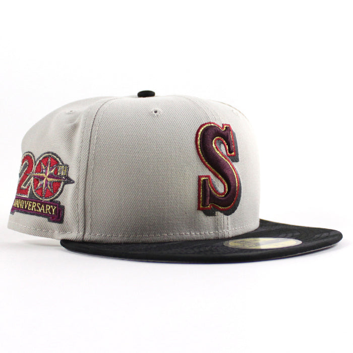 Seattle Mariners 20TH ANNIVERSARY New Era 59Fifty Fitted Hat (Stone Black Camo Gray Under Brim)