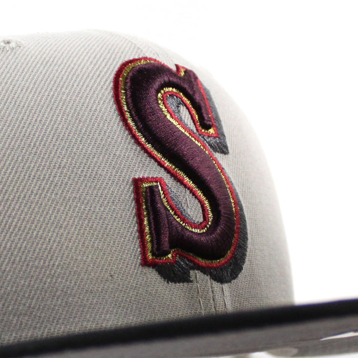 Seattle Mariners 20TH ANNIVERSARY New Era 59Fifty Fitted Hat (Stone Black Camo Gray Under Brim)