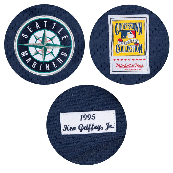Seattle Mariners #24 Ken Griffey Jr. Mitchell and Ness 1995 Authentic Mesh BP Jersey