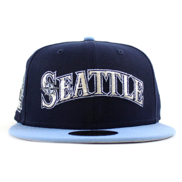 Seattle Mariners 30TH Anniversary New Era 59Fifty Fitted Hat (Oceanside Blue Sky Blue Metallic Silver Under Brim)