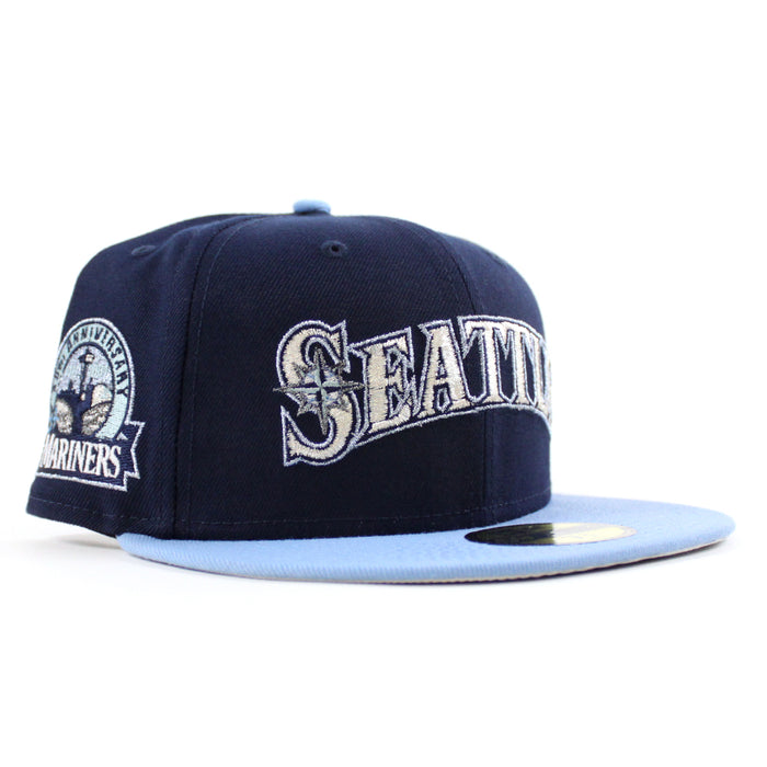 Seattle Mariners 30TH Anniversary New Era 59Fifty Fitted Hat (Oceanside Blue Sky Blue Metallic Silver Under Brim)