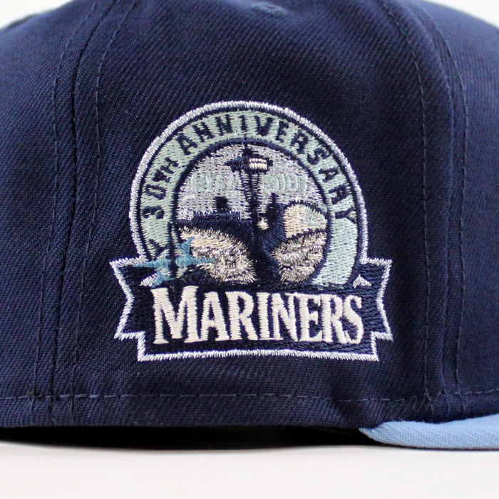 Seattle Mariners 30TH Anniversary New Era 59Fifty Fitted Hat (Oceanside Blue Sky Blue Metallic Silver Under Brim)