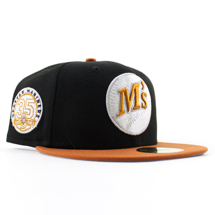 Seattle Mariners 35TH Anniversary New Era 59Fifty Fitted Hat (Black Rust Orange Gray Under Brim)