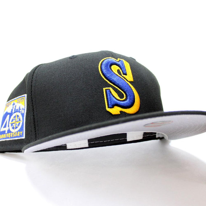 Seattle Mariners 40TH Anniversary New Era 59Fifty Fitted Hat (Black Blue YellowGrey Under Brim)
