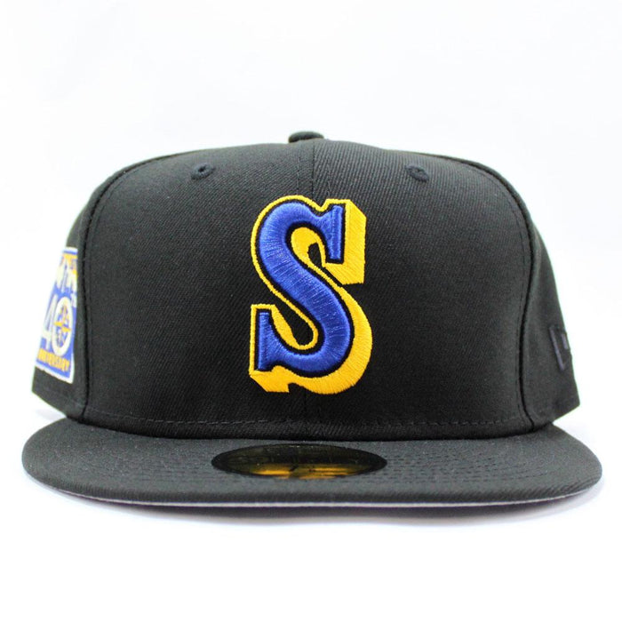 Seattle Mariners 40TH Anniversary New Era 59Fifty Fitted Hat (Black Blue YellowGrey Under Brim)
