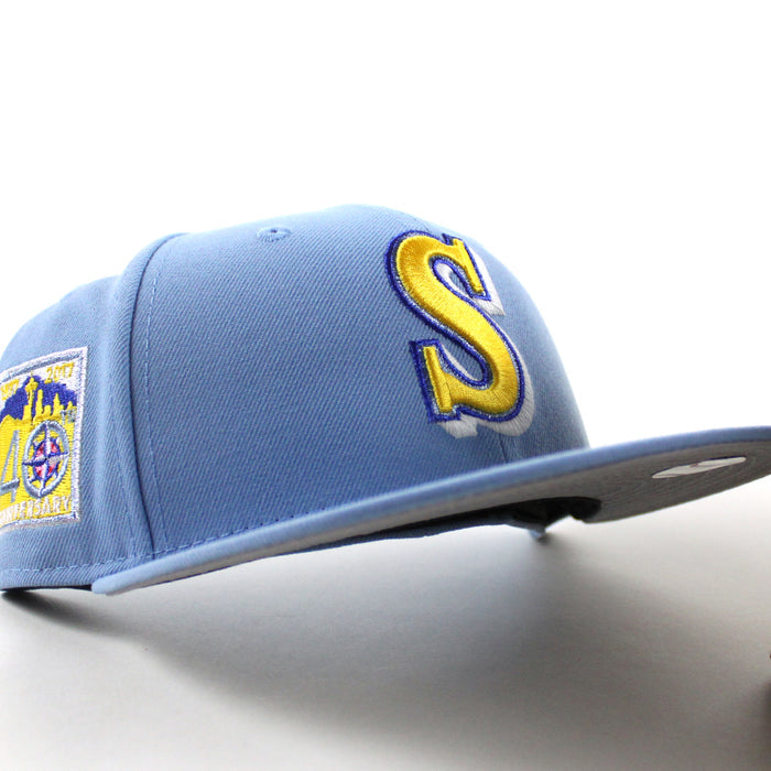 Seattle Mariners 40th Anniversary New Era 59Fifty Fitted Hat (Sky Blue Gray Under Brim)