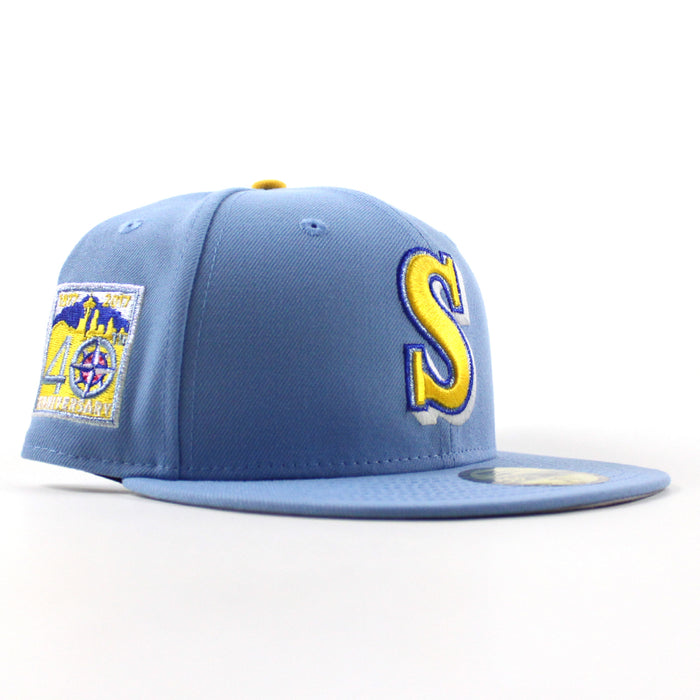Seattle Mariners 40th Anniversary New Era 59Fifty Fitted Hat (Sky Blue Gray Under Brim)