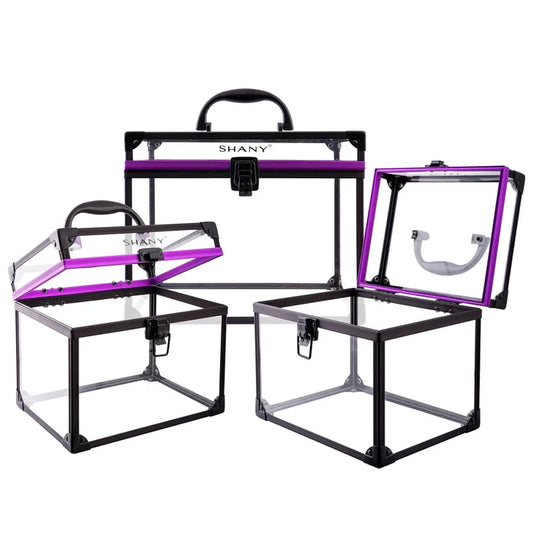 SHANY Clear Cosmetics and Toiletry Train Case Set, Includes 3 Sizes