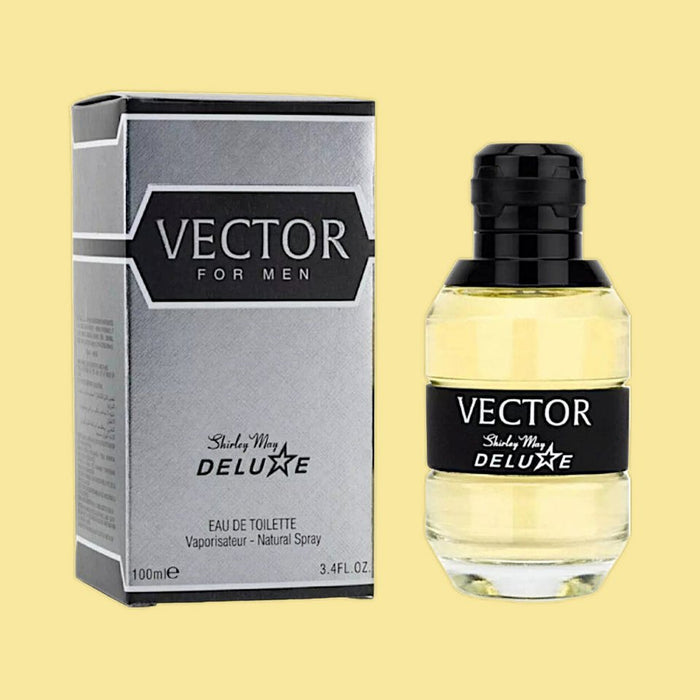 Shirley May Deluxe Vector Eau de Toilette Natural Spray for Men 100 ML - bottle front view