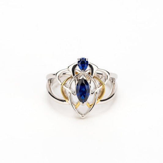 Silver and 18k Vermeil Lab Grown Sapphire Alchemy Angel Ring