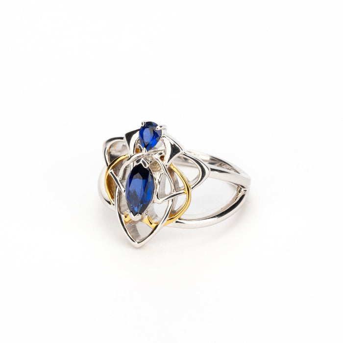 Silver and 18k Vermeil Lab Grown Sapphire Alchemy Angel Ring