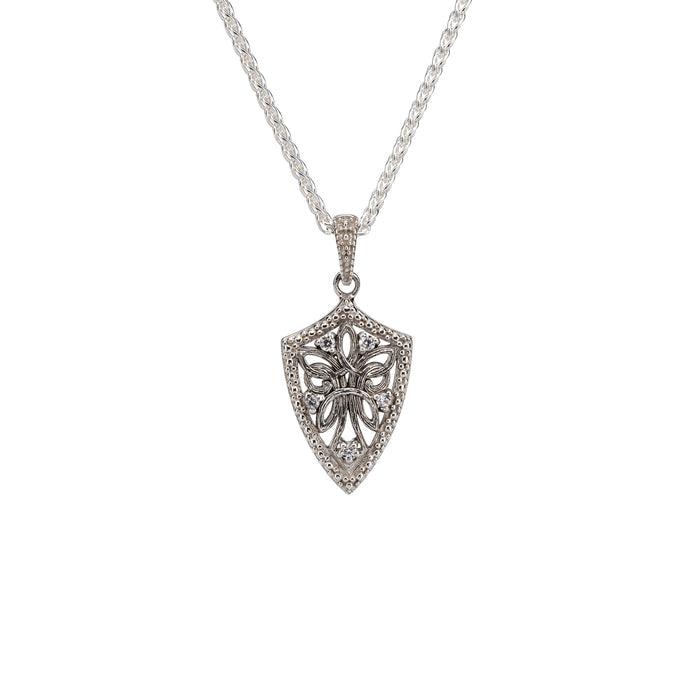 Silver Guardian Angel Pendant - Cubic Zirconia