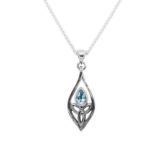 Silver Guardian Angel Pendant - Small - Blue Topaz