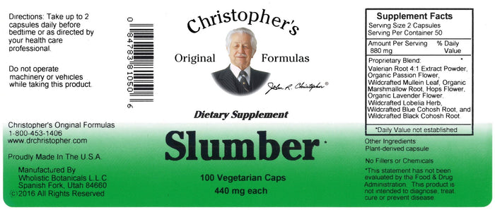 Slumber - 100 Capsules - Christopher's Herb Shop