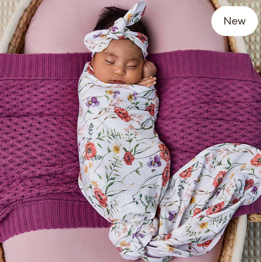SNUGGLE HUNNY - Meadow Organic Jersey Wrap & Topknot Set