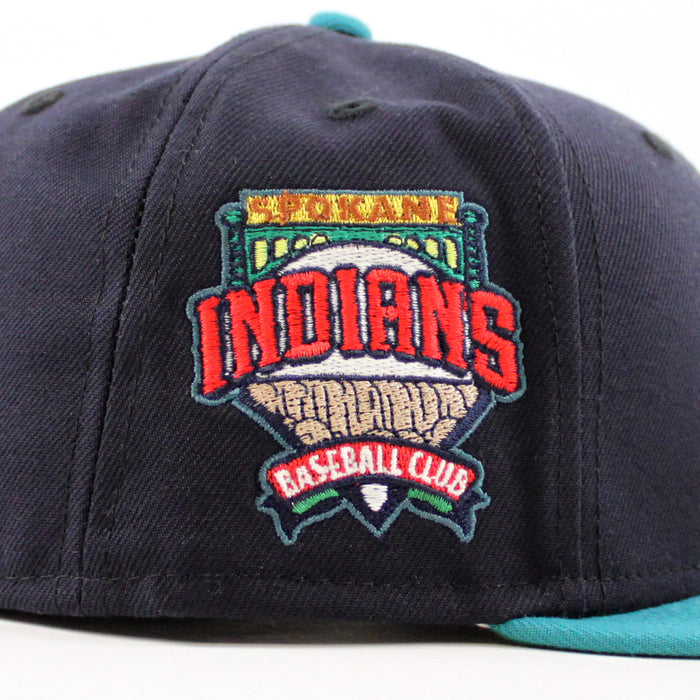 SPOKANE INDIANS SPOKANE INDIANS PATCH New Era 59Fifty Fitted Hat ( NAVY AQUA GREEN Under Brim)