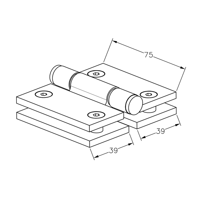 SQUARE BIFOLD HINGE 6MM GLASS - Chrome - Image 3