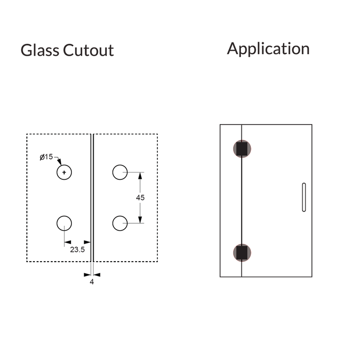 SQUARE BIFOLD HINGE 6MM GLASS - Chrome - Image 4