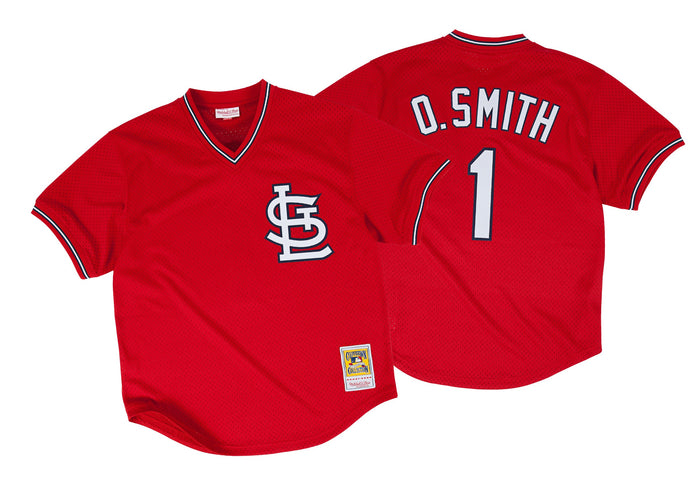 St. Louis Cardinals #1 Ozzie Smith Mitchell & Ness 1996 Authentic Mesh BP Jersey