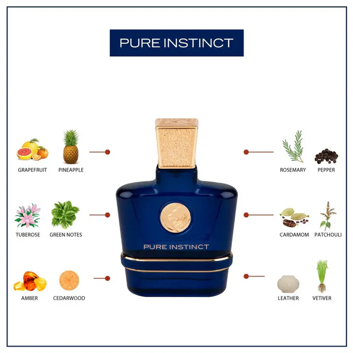 Swiss Arabian Pure Instinct Eau De Parfum For Men - 100 ML - box and bottle packaging