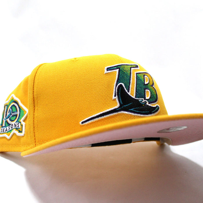 Tampa Bay Devil Rays 10th Season New Era 59Fifty Fitted Hat (Yellow Pink Under Brim)