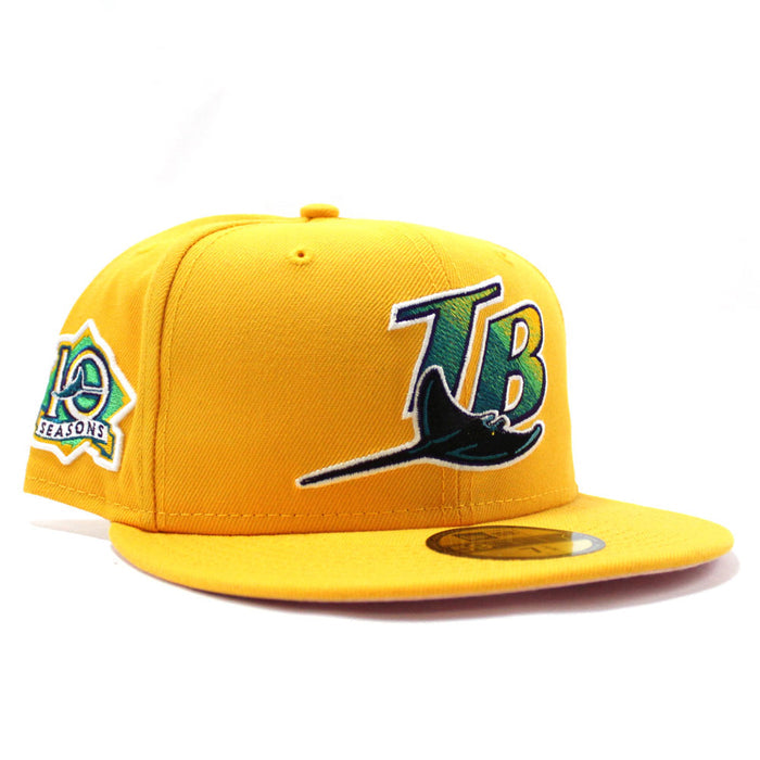 Tampa Bay Devil Rays 10th Season New Era 59Fifty Fitted Hat (Yellow Pink Under Brim)
