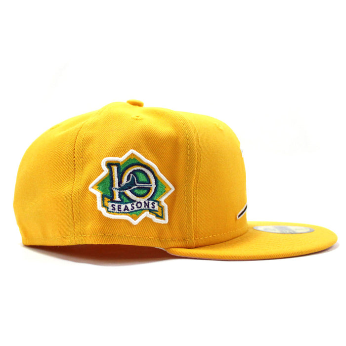 Tampa Bay Devil Rays 10th Season New Era 59Fifty Fitted Hat (Yellow Pink Under Brim)