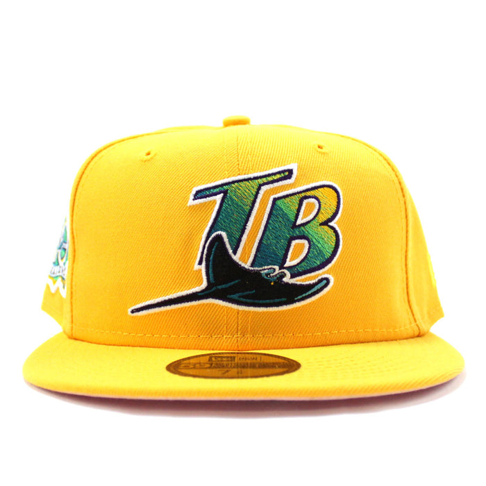 Tampa Bay Devil Rays 10th Season New Era 59Fifty Fitted Hat (Yellow Pink Under Brim)