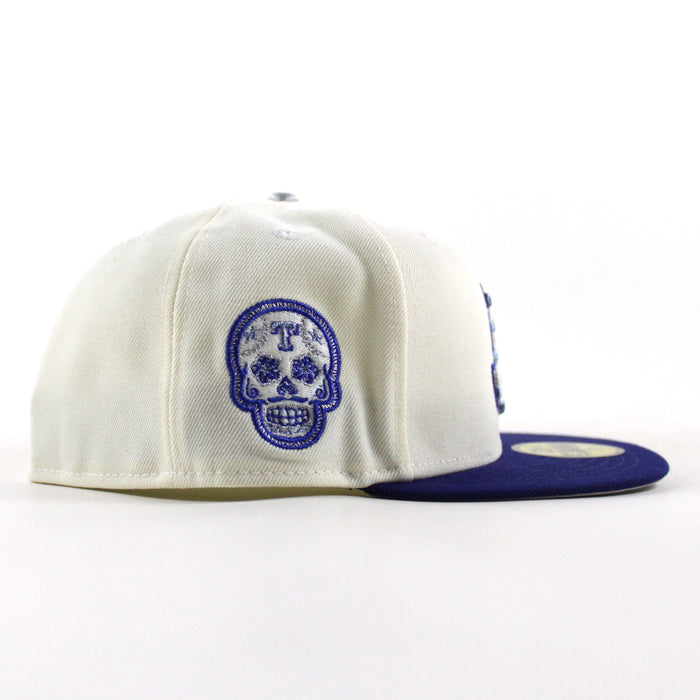 Texas Rangers Viva Tejas New Era 59Fifty Fitted Hat (Chrome White Dark Royal Blue Gray Under Brim)